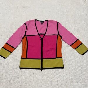 G Signature Color block zip up sweater Sz M